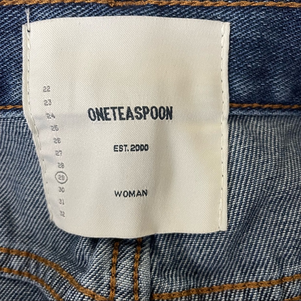 ONE TEASPOON NWT 2020 HIGH WAIST DENIM MINI SKIRT BLUE MOON PAINT SPLATTER 29 - Picture 8 of 9